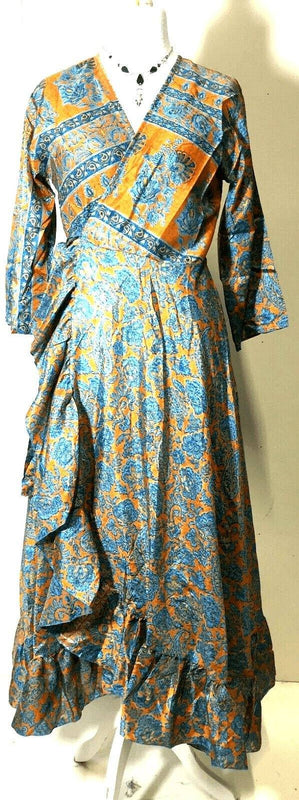 Festival Stall LTD Boho festival Clothing Boho hippy Festival Long Sari-Silk pretty summer Wrap Dress UK 8 10 12 14