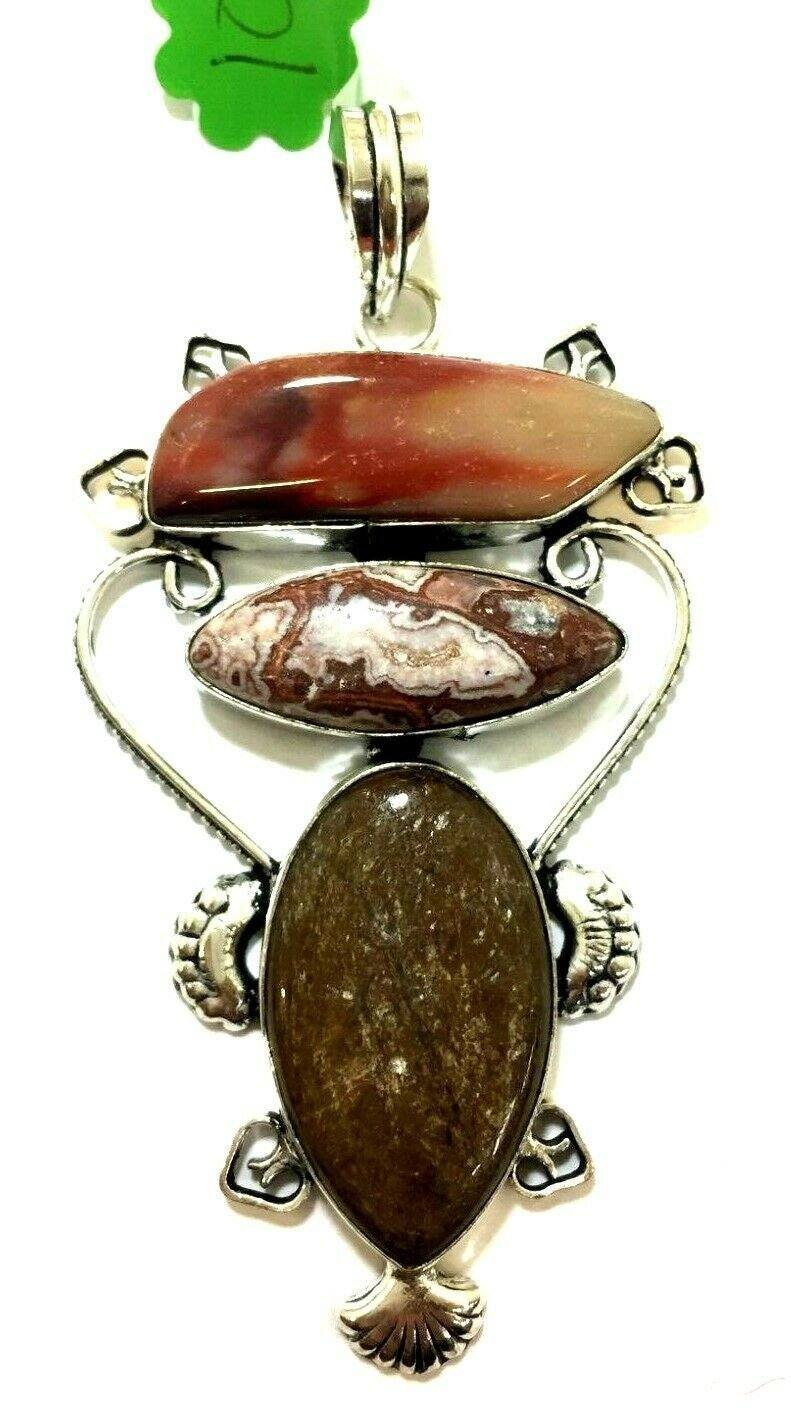 Festival Stall LTD Boho festival Clothing Boho hippy festival natural gemstone silver plated pendant handmade gift #10