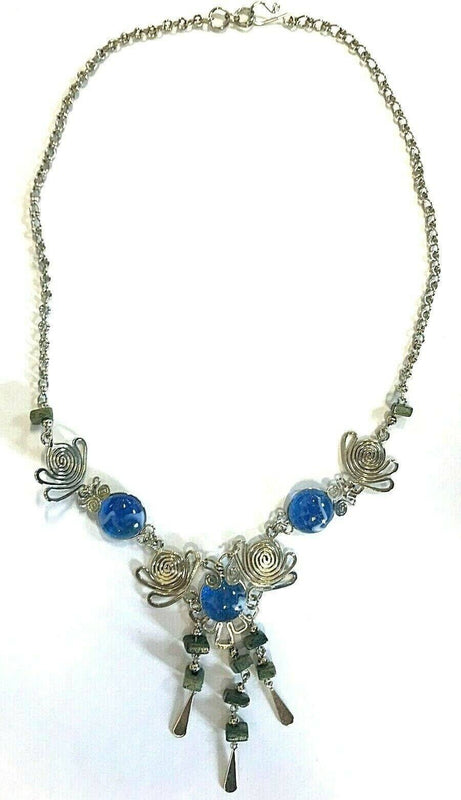 Festival Stall LTD Boho festival Clothing Boho hippy festival peruvian alpaca silver blue glass statement necklace 7