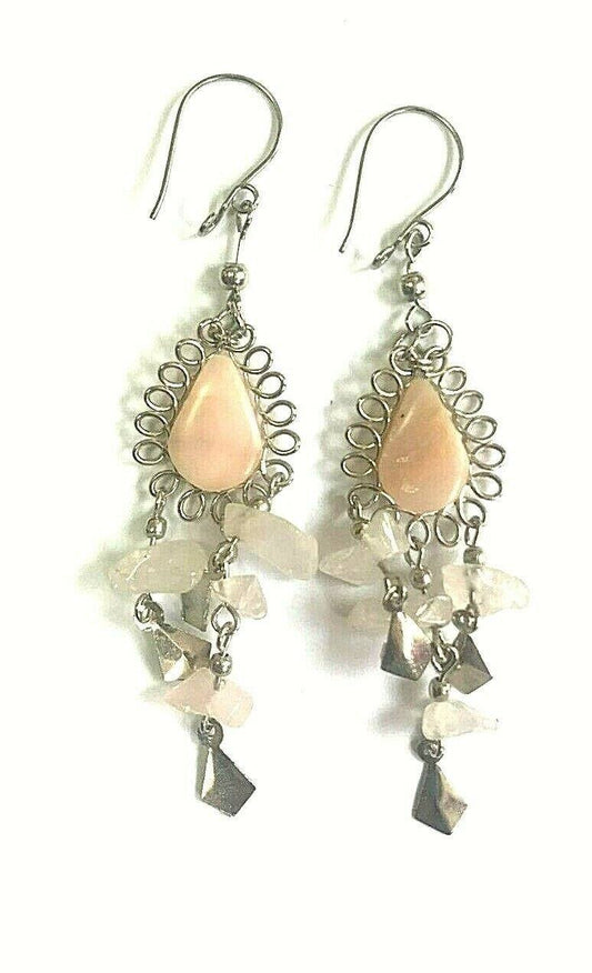 Festival Stall LTD Boho festival Clothing Boho hippy festival peruvian alpaca silver pink gemstone earrings new 6