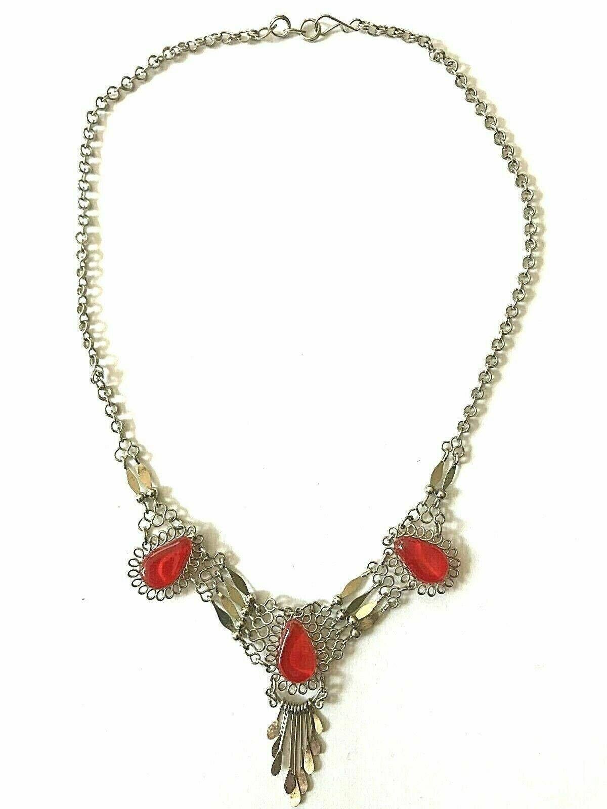 Festival Stall LTD Boho festival Clothing Boho hippy festival peruvian alpaca silver red glass statement necklace 11 gift