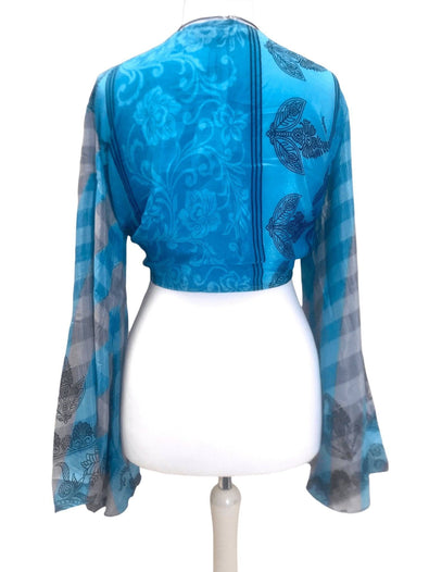 Festival Stall LTD Boho festival Clothing Boho hippy festival retro silk bell sleeve wrap kimono kaftan top uk 8 10 12 14