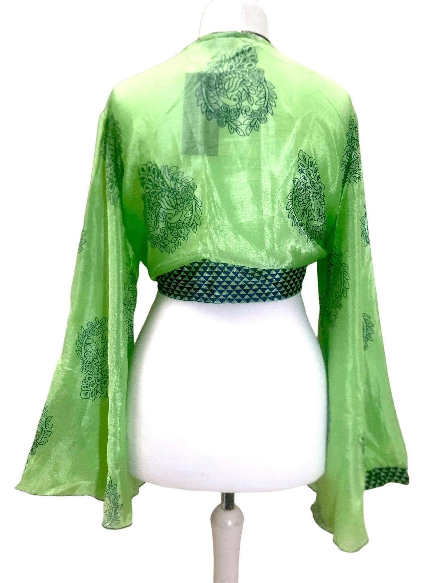 Festival Stall LTD Boho festival Clothing Boho hippy festival retro silk bell sleeve wrap kimono kaftan top uk 8 10 12 14