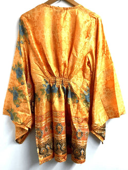 Festival Stall LTD Boho festival Clothing Boho hippy festival sari silk KAFTAN tunic top blouse cover up UK 10 12 14 16 18