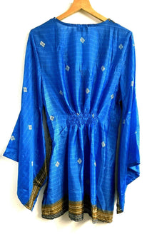 Festival Stall LTD Boho festival Clothing Boho hippy festival sari silk KAFTAN tunic top blouse dress cover up ONE SIZE