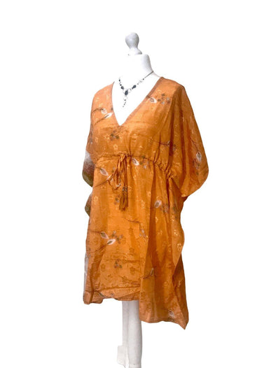 Festival Stall LTD Boho festival Clothing Boho hippy, festival Sari Silk Long Tunic, Kaftan Top Cover up dress UK 8 - 18