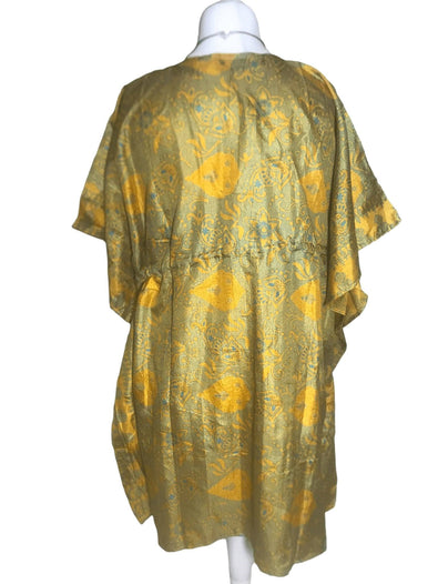 Festival Stall LTD Boho festival Clothing Boho hippy, festival Sari Silk Long Tunic, Kaftan Top Cover up dress UK 8 - 18