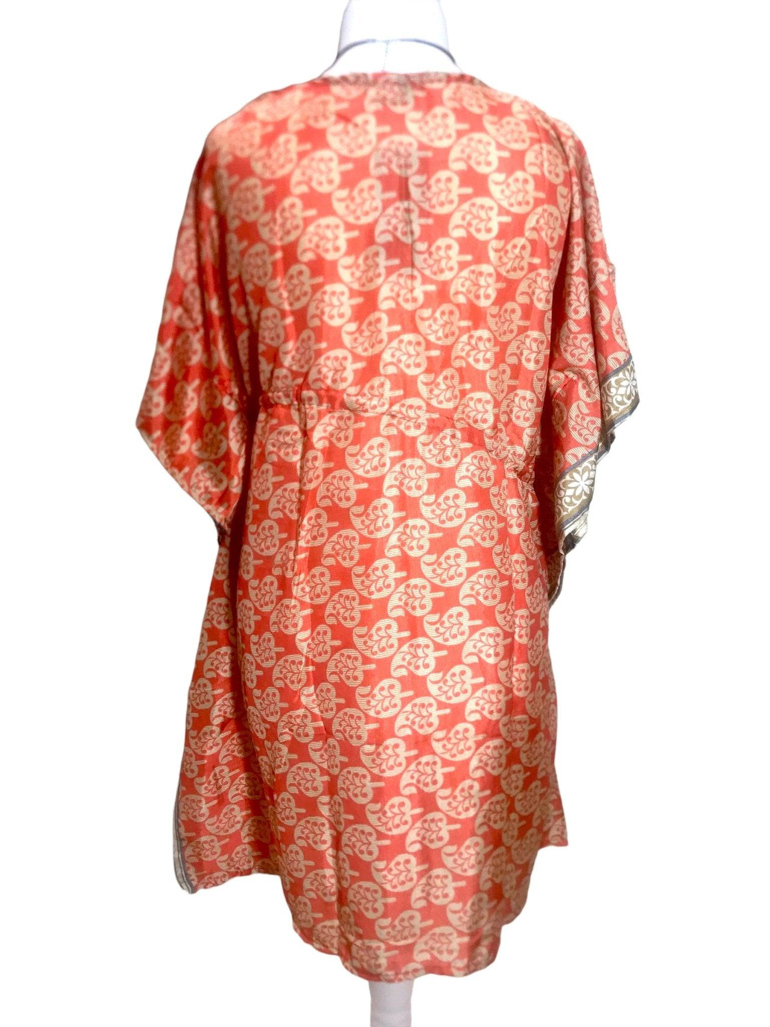 Festival Stall LTD Boho festival Clothing Boho hippy, festival Sari Silk Long Tunic, Kaftan Top Cover up dress UK 8 - 18