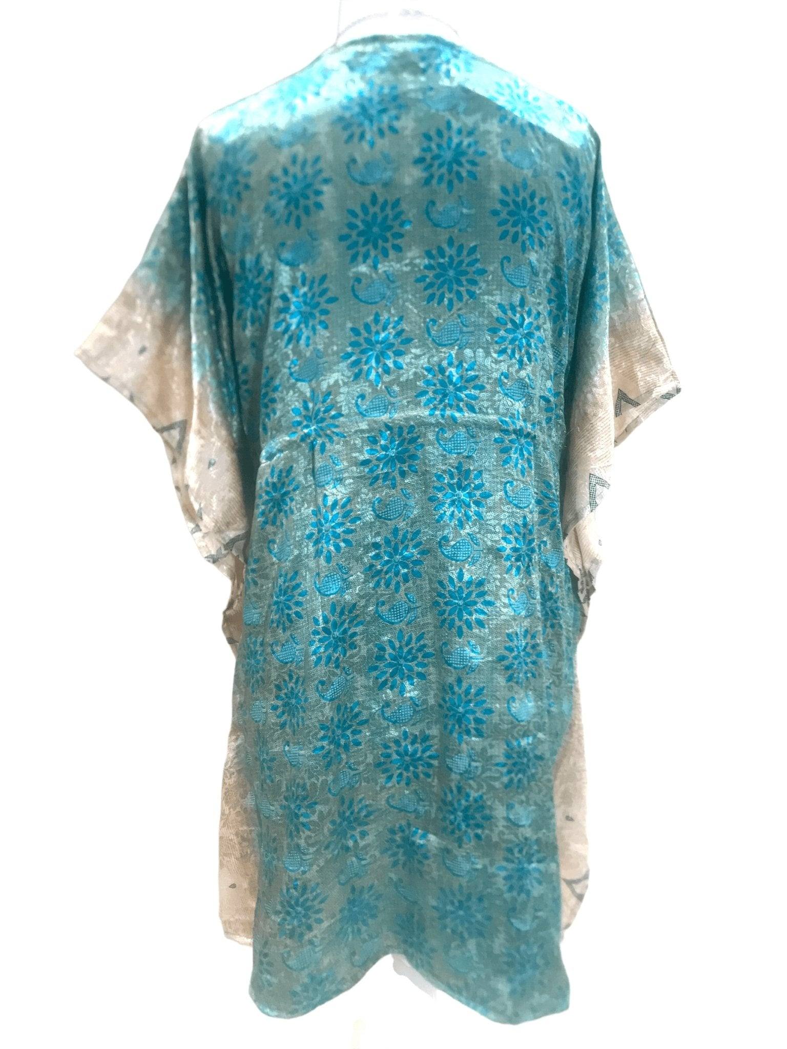 Festival Stall LTD Boho festival Clothing Boho hippy, festival Sari Silk Long Tunic, Kaftan Top Cover up dress UK 8 - 18