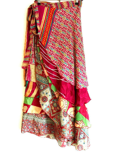 Festival Stall LTD Boho festival Clothing Boho hippy Festival Sari Silk Skirt Wrap maxi long retro UK 8 10 12 14 16 18 #98