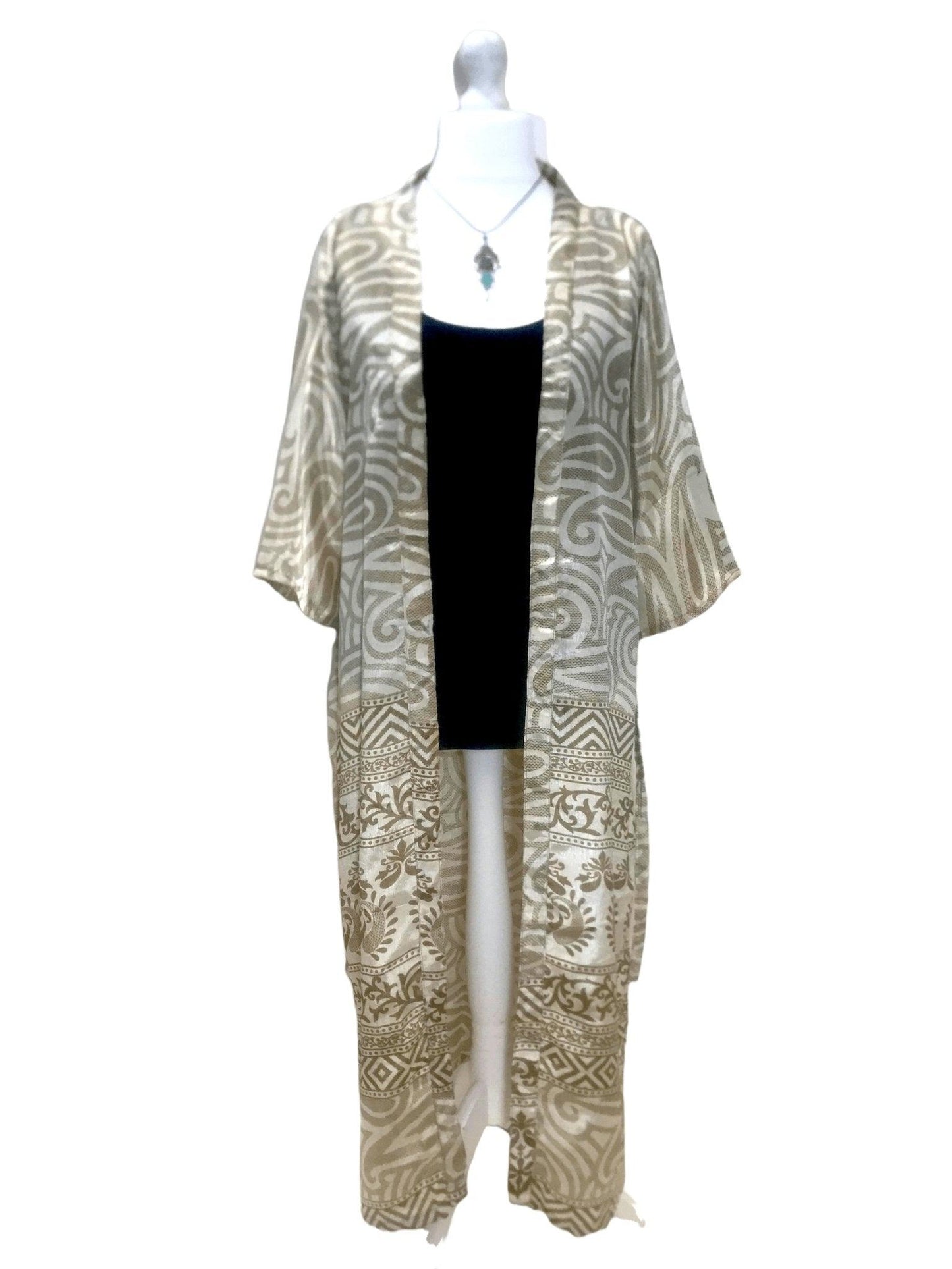 Festival Stall LTD Boho festival Clothing Boho hippy festival, silk beach summer cover up kimono robe dress uk 10 12 14 16