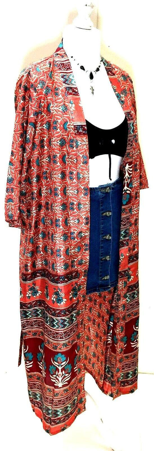 Festival Stall LTD Boho festival Clothing Boho Hippy Festival, Silk Beach Summer Cover Up Kimono robe dress UK 10 12 14 16