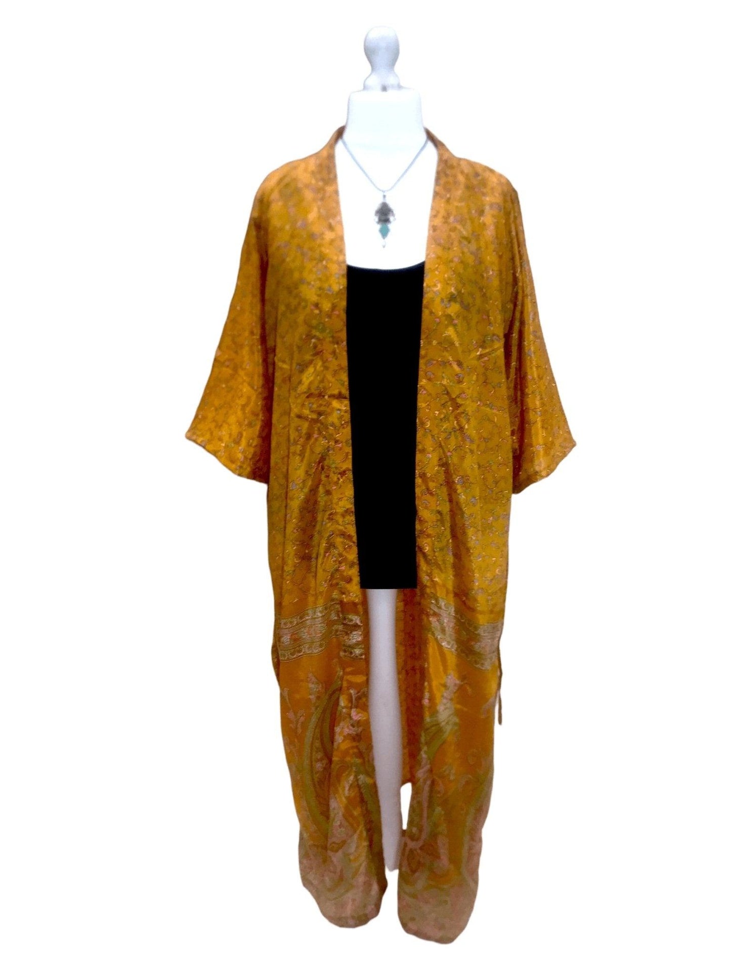 Festival Stall LTD Boho festival Clothing Boho hippy festival, silk beach summer cover up kimono robe dress uk 10 12 14 16