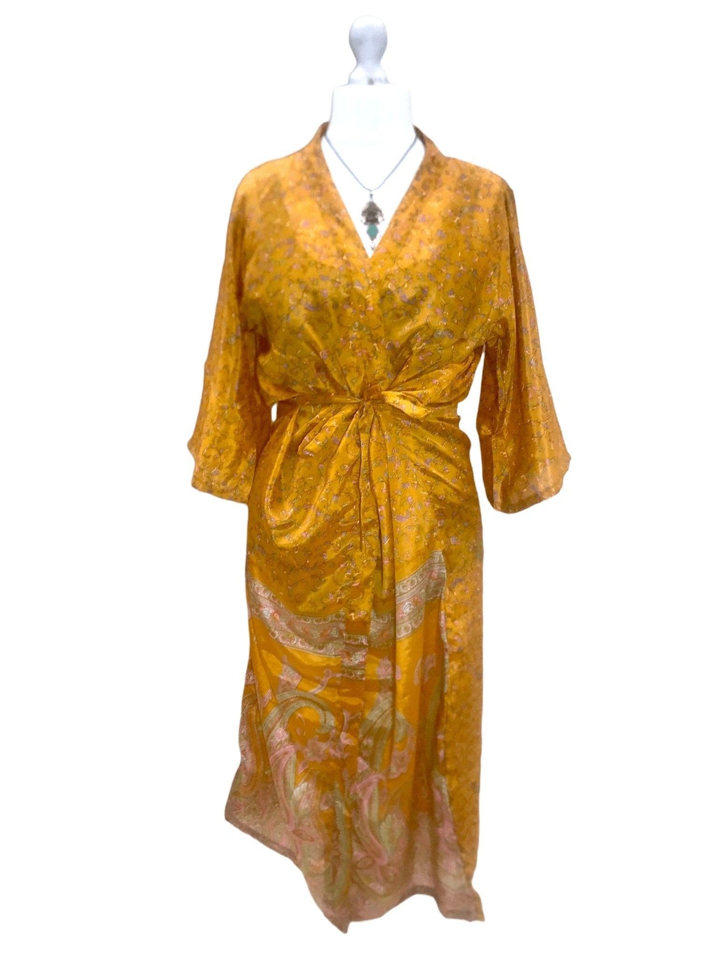 Festival Stall LTD Boho festival Clothing Boho hippy festival, silk beach summer cover up kimono robe dress uk 10 12 14 16