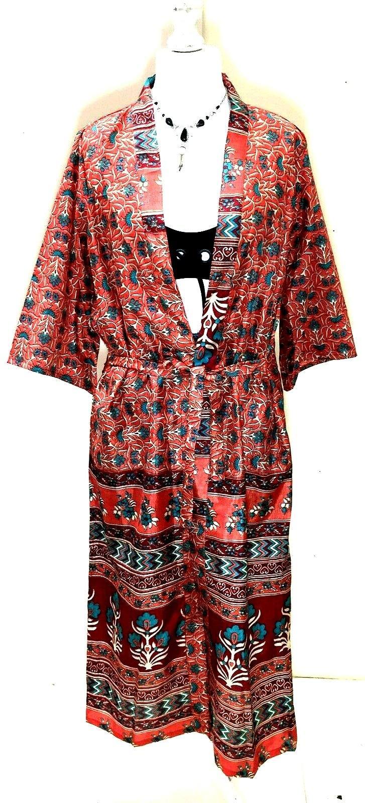 Festival Stall LTD Boho festival Clothing Boho Hippy Festival, Silk Beach Summer Cover Up Kimono robe dress UK 10 12 14 16