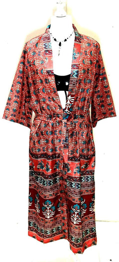 Festival Stall LTD Boho festival Clothing Boho Hippy Festival, Silk Beach Summer Cover Up Kimono robe dress UK 10 12 14 16