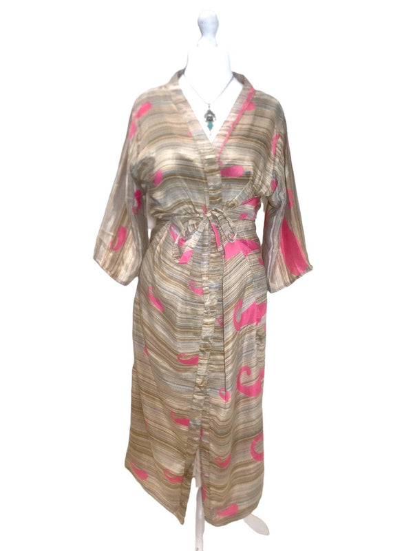 Festival Stall LTD Boho festival Clothing Boho hippy festival, silk beach summer cover up kimono robe dress uk 10 12 14 16