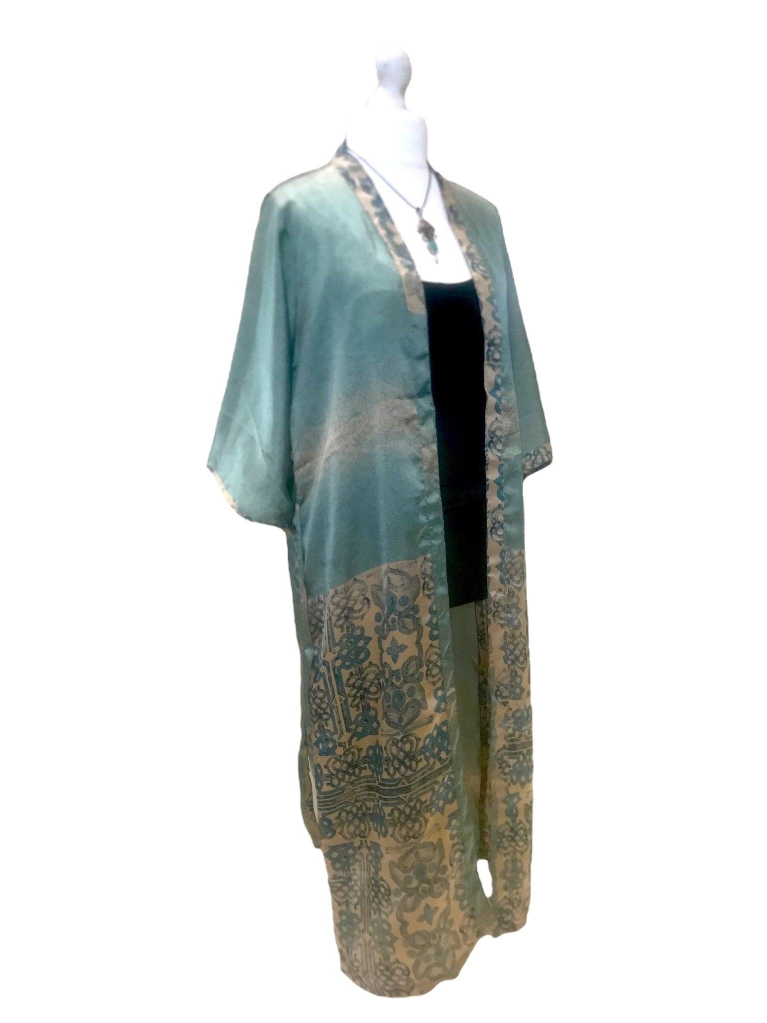 Festival Stall LTD Boho festival Clothing Boho hippy festival, silk beach summer cover up kimono robe dress uk 10 12 14 16