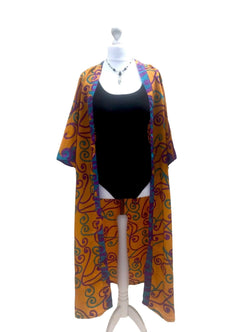 Festival Stall LTD Boho festival Clothing Boho hippy festival, silk beach summer cover up kimono robe dress uk 10 12 14 16