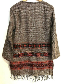 Festival Stall LTD Boho festival Clothing Boho, hippy, festival style, long length, woven tunic, pullover, brown, warm, casual, top, ethnic uk 8 10 12 14 us 4 6 10 12