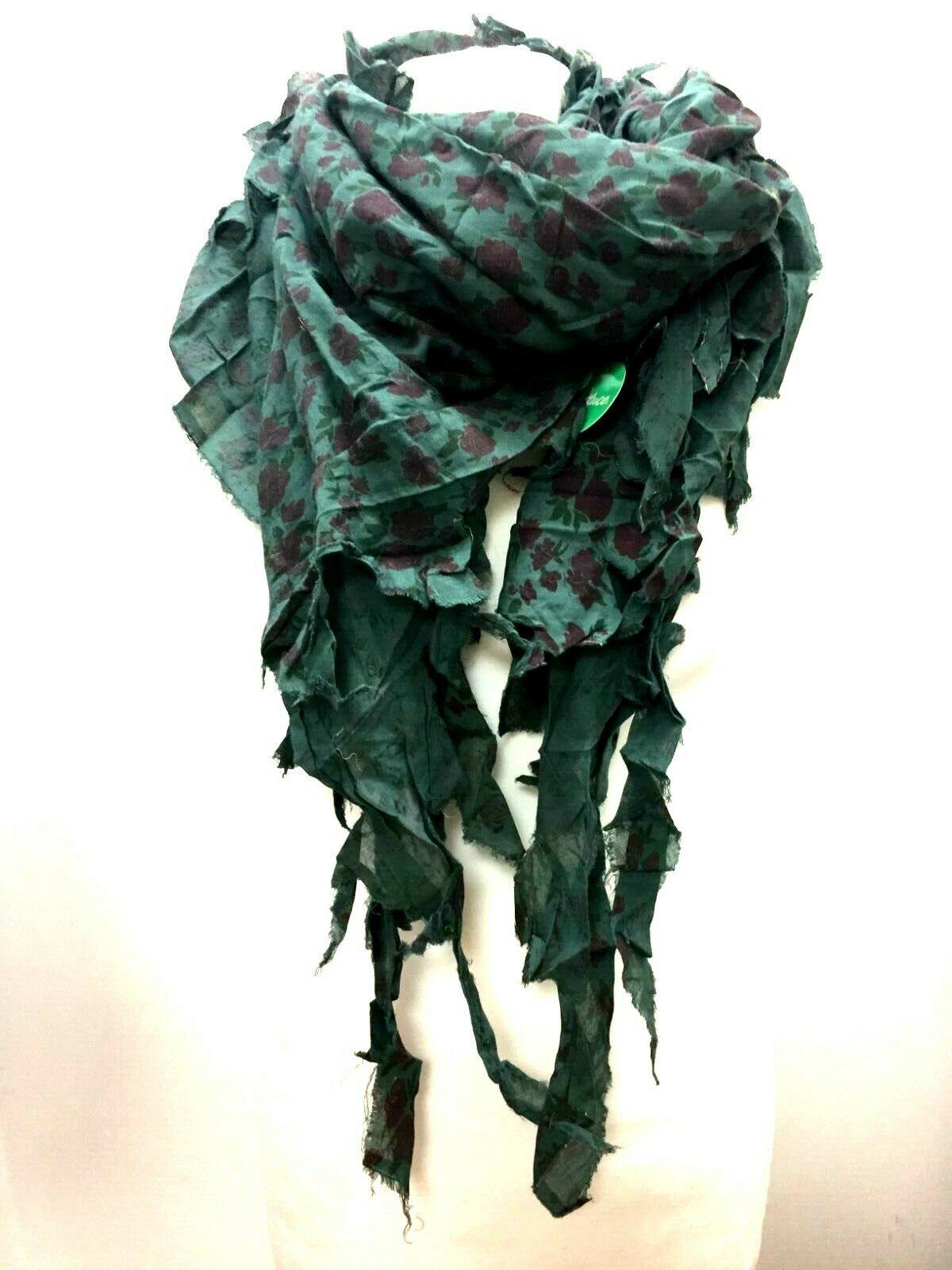 Festival Stall LTD Boho festival Clothing Boho hippy goth emo DARK BLUE raw edge print LETTUCE OF LONDON scarf present