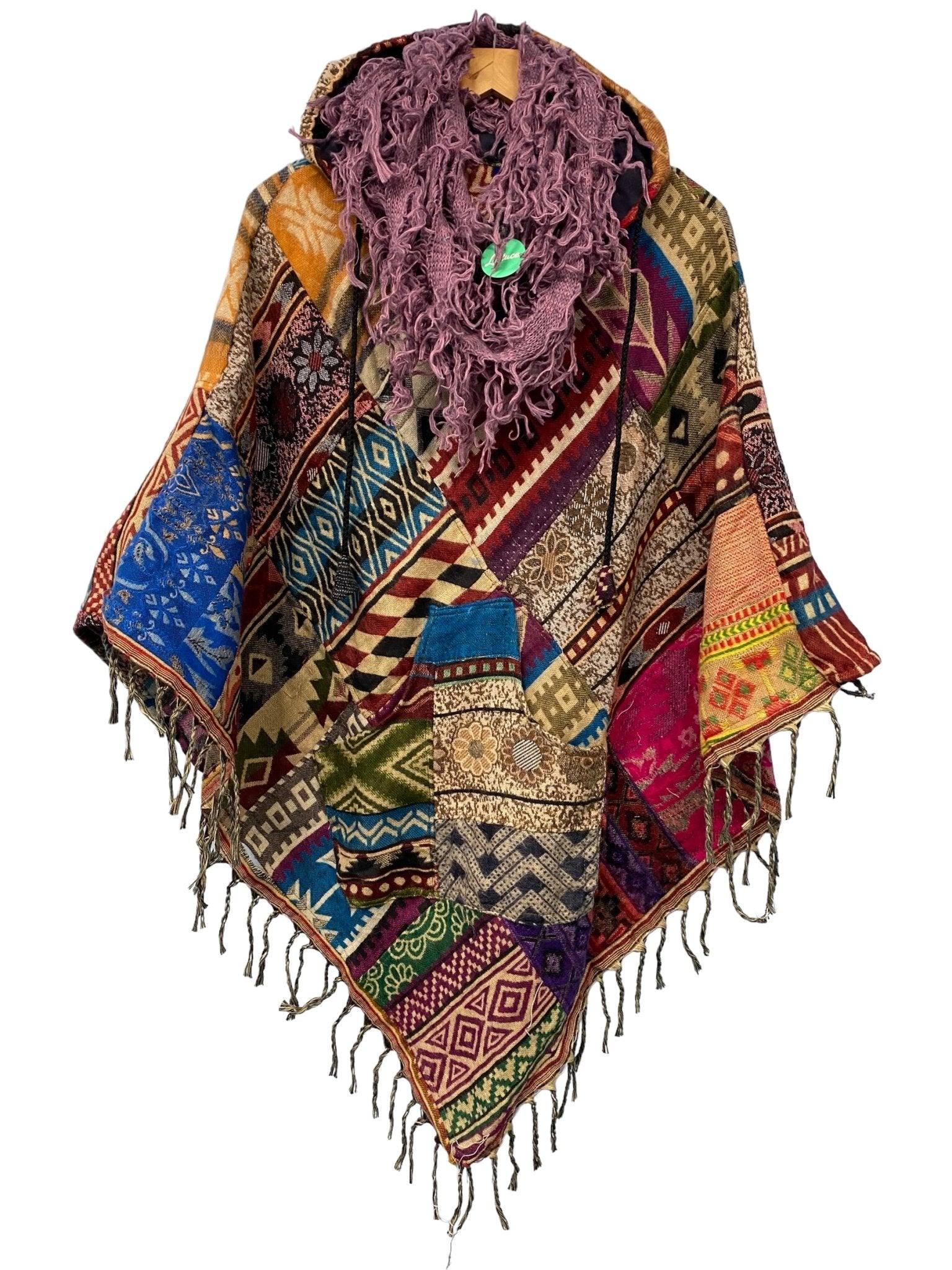 Festival Stall LTD Boho festival Clothing Boho hippy goth emo funky shaggy PINK knit scarf wrap pashmina present gift