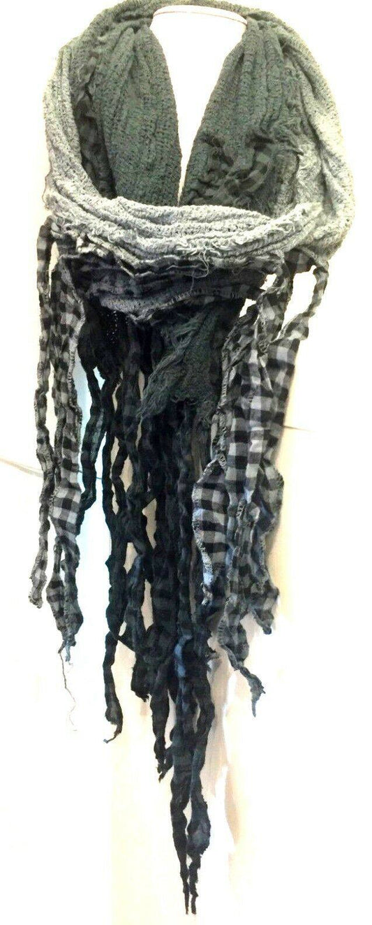 Festival Stall LTD Boho festival Clothing Boho hippy goth emo GREY dip dye long tassel LETTUCE OF LONDON scarf wrap gift