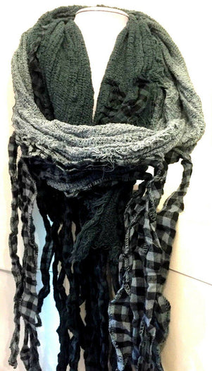 Festival Stall LTD Boho festival Clothing Boho hippy goth emo GREY dip dye long tassel LETTUCE OF LONDON scarf wrap gift