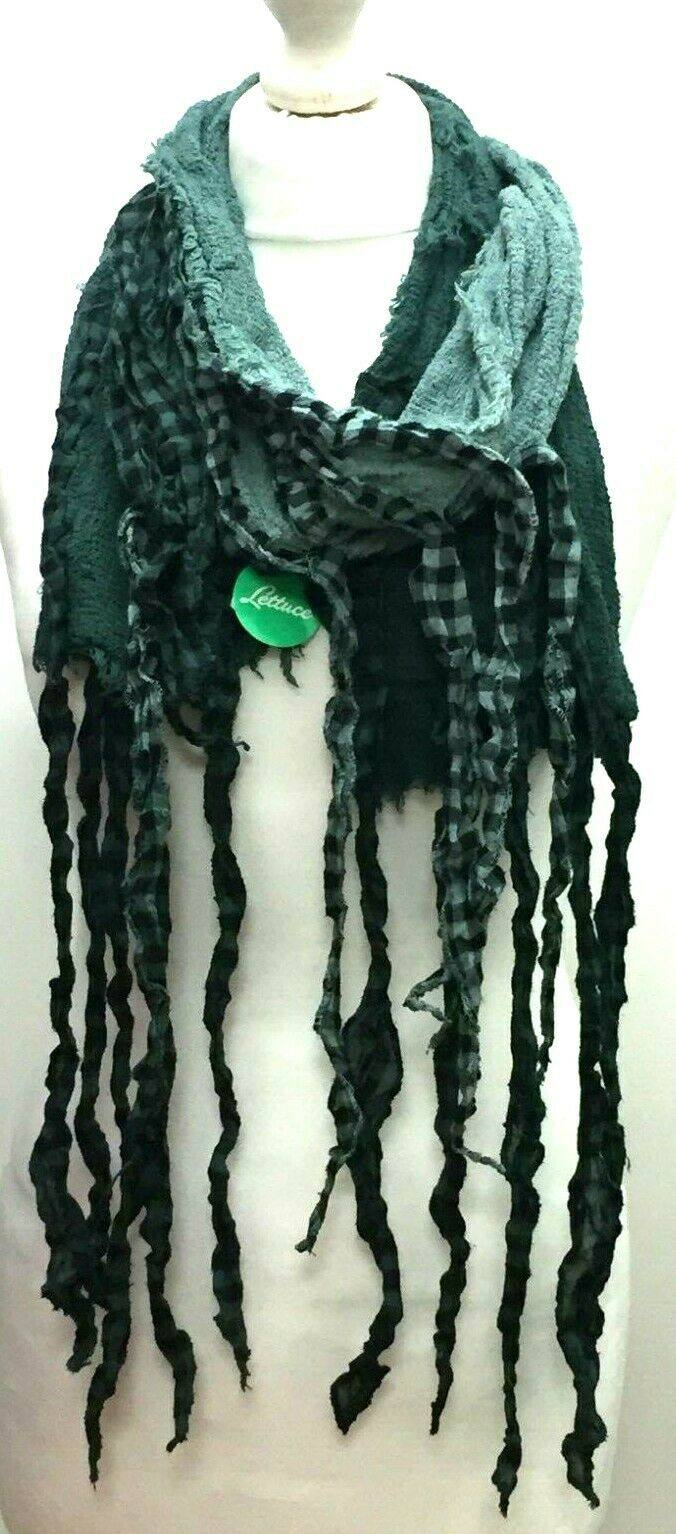 Festival Stall LTD Boho festival Clothing Boho hippy goth emo SEA GREEN dip dye long festival LETTUCE OF LONDON scarf gift