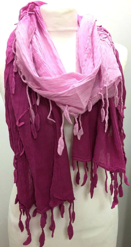 Festival Stall LTD Boho festival Clothing Boho hippy PINK DIP DYE cotton tassel LETTUCE summer scarf wrap pashmina gift