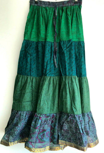 Festival Stall LTD Boho festival Clothing Boho hippy pixie Gypsy Hippie Festival Maxi long Skirt Sari Silk FREE SIZE #55