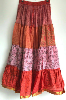 Festival Stall LTD Boho festival Clothing Boho hippy pixie Gypsy Hippie Festival Maxi long Skirt Sari Silk FREE SIZE #6
