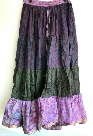 Festival Stall LTD Boho festival Clothing Boho hippy pixie Gypsy Hippie Festival Maxi long Skirt Sari Silk FREE SIZE #61