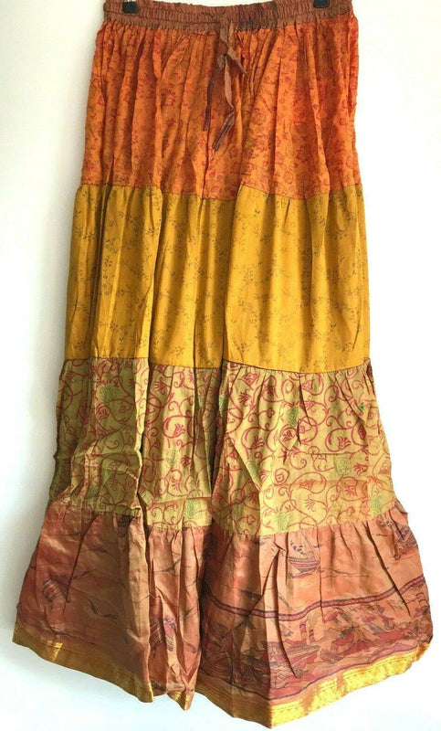 Festival Stall LTD Boho festival Clothing Boho hippy pixie Gypsy Hippie Festival Maxi long Skirt Sari Silk FREE SIZE #63