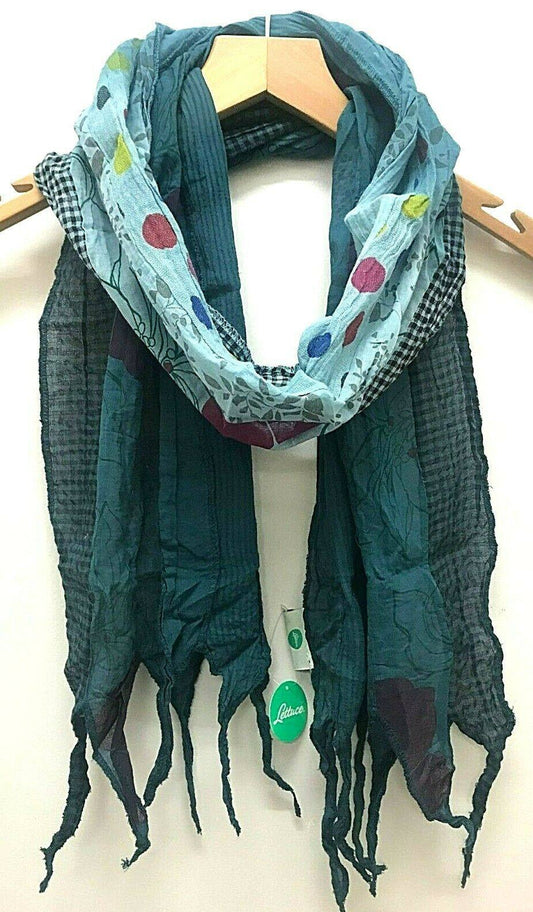 Festival Stall LTD Boho festival Clothing Boho hippy pretty BLUE POLKA DOT pretty LETTUCE OF LONDON scarf wrap gift