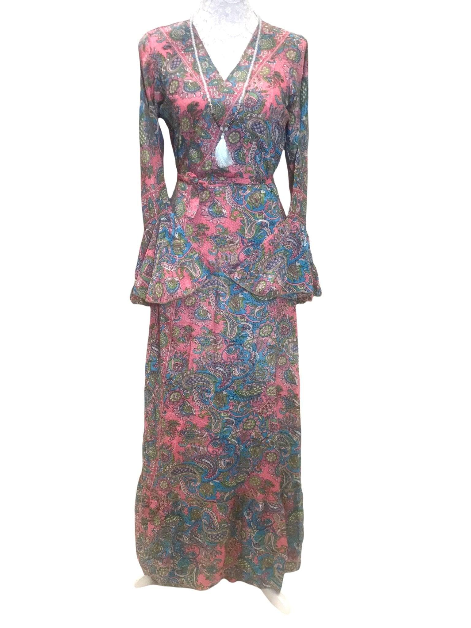 Festival Stall LTD Boho festival Clothing Boho hippy silk long maxi, summer beach festival, party wrap dress uk 8 10 12 14