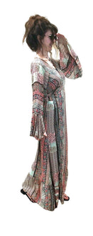 Festival Stall LTD Boho festival Clothing Boho hippy silk long maxi, summer beach festival, party wrap dress uk 8 10 12 14