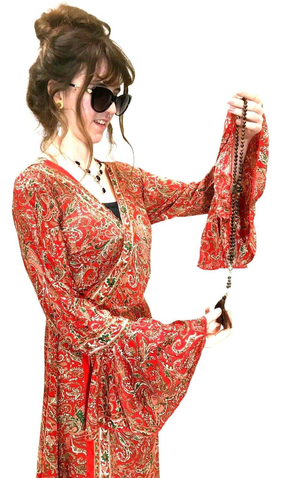 Festival Stall LTD Boho festival Clothing Boho hippy silk long maxi, summer beach festival, party wrap dress uk 8 10 12 14