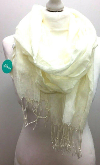 Festival Stall LTD Boho festival Clothing Boho IVORY ECRU pure viscose LETTUCE OF LONDON scarf wrap pashmina gift present