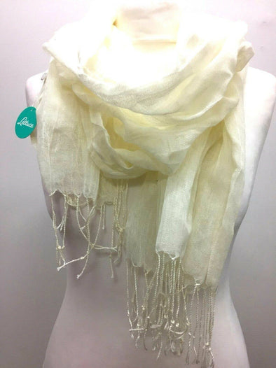 Festival Stall LTD Boho festival Clothing Boho IVORY ECRU pure viscose LETTUCE OF LONDON scarf wrap pashmina gift present