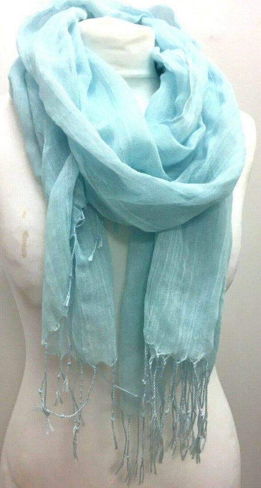 Festival Stall LTD Boho festival Clothing Boho PALE BLUE pure viscose LETTUCE OF LONDON scarf wrap pashmina gift present