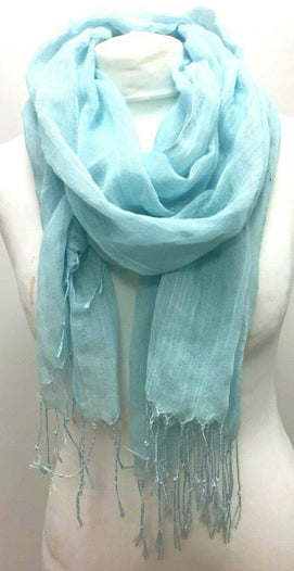 Festival Stall LTD Boho festival Clothing Boho PALE BLUE pure viscose LETTUCE OF LONDON scarf wrap pashmina gift present