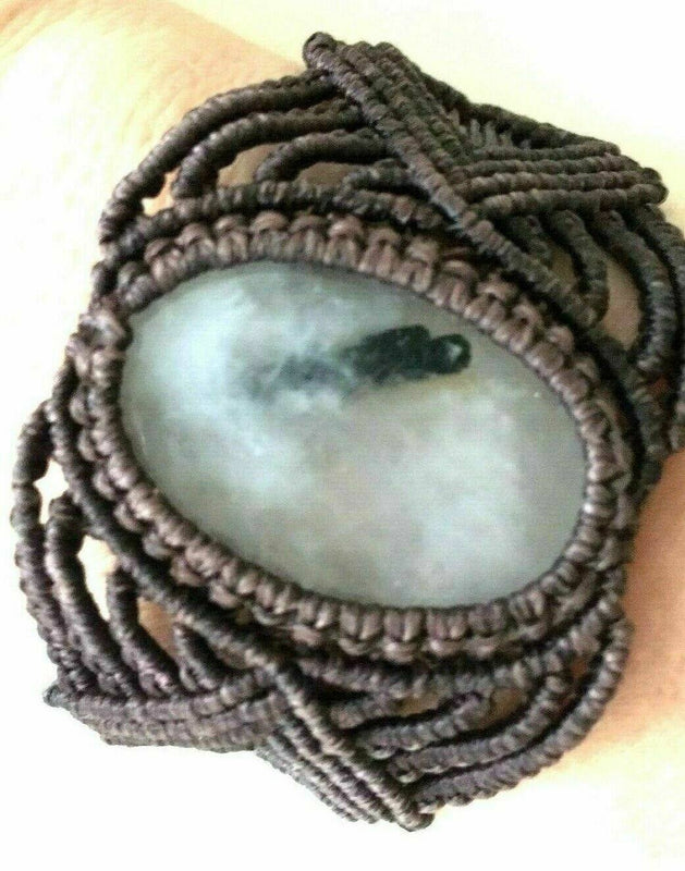 Festival Stall LTD Boho festival Clothing Brown macrame tourmalated quartz crystal boho yoga hippy cuff bangle bracelet 7