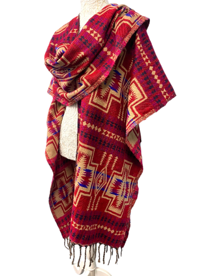 Wool blanket shawl throw cape wrap poncho nepalese yoga festival hippie boho