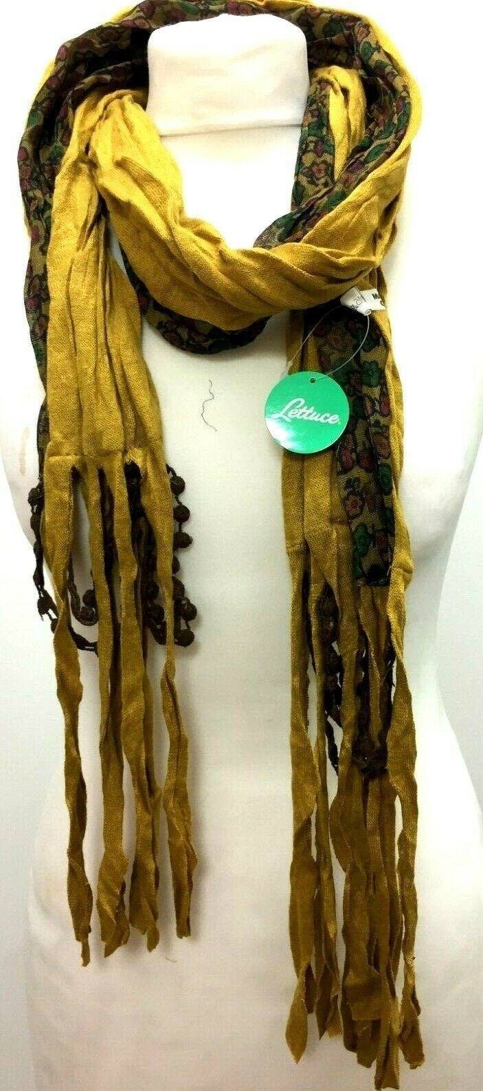 Festival Stall LTD Boho festival Clothing Dual fabric, long length, ivory, mustard yellow, soft warm floral print pretty gift present tassel scarf wrap pashmina