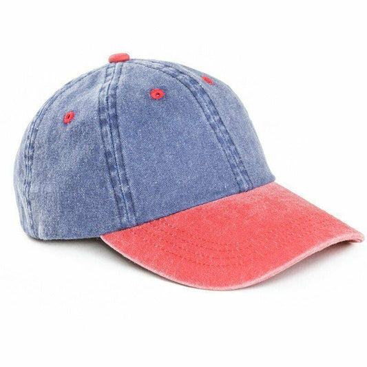 Festival Stall LTD Boho festival Clothing Faded denim Wash Baseball Hat Cap festival Red summer beach sun surfer walking