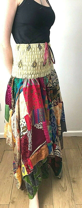 Festival Stall LTD Boho festival Clothing Festival boho hippie pixie gypsy patchwork long skirt summer sun dress one size