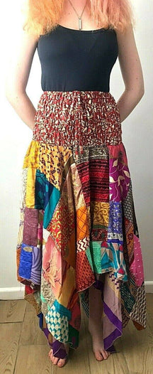 Festival Stall LTD Boho festival Clothing Festival boho hippie pixie gypsy patchwork long skirt summer sun dress one size