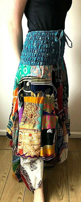 Festival Stall LTD Boho festival Clothing Festival boho hippie pixie gypsy patchwork long skirt summer sun dress one size