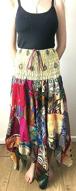 Festival Stall LTD Boho festival Clothing Festival boho hippie pixie gypsy patchwork long skirt summer sun dress one size